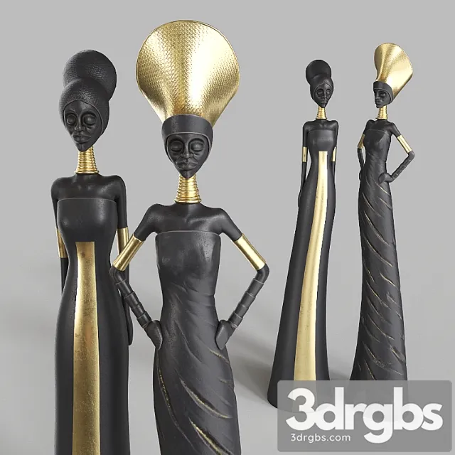 African girls statuette 3D Model Download