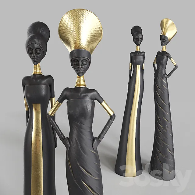 African Girls statuette 3DModel African Girls statuette 3DModel