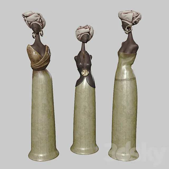 African Girls statuette (volume 2) 3DModel