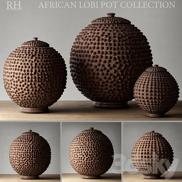 AFRICAN LOBI POT COLLECTION 3D Model AFRICAN LOBI POT COLLECTION 3D Model