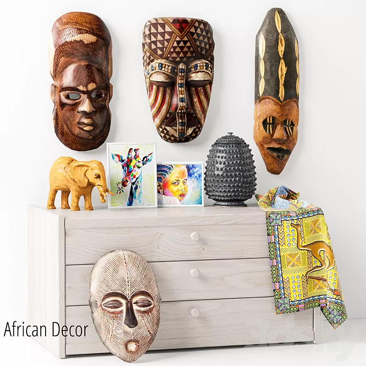 African masks – Decorative set_1 3D Model