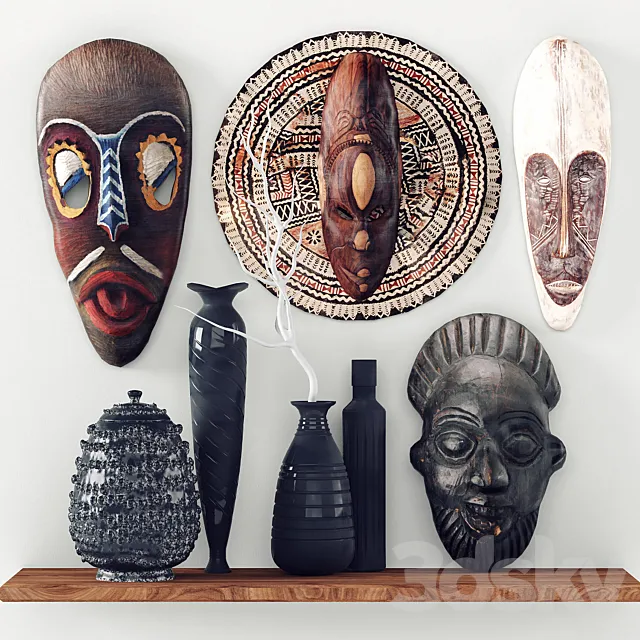 African masks – Decorative set_2 3D Model