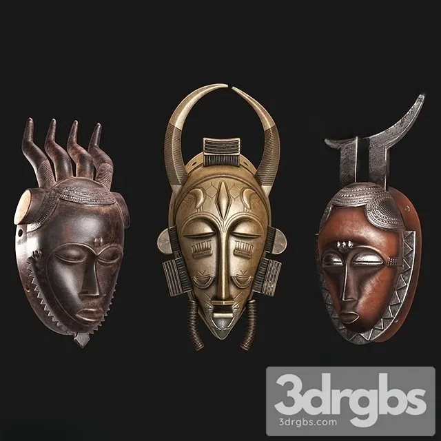 African masks of Baule 3D Model Download