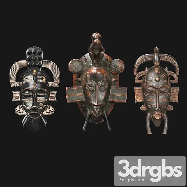 African masks of senoufo 3D Model Download