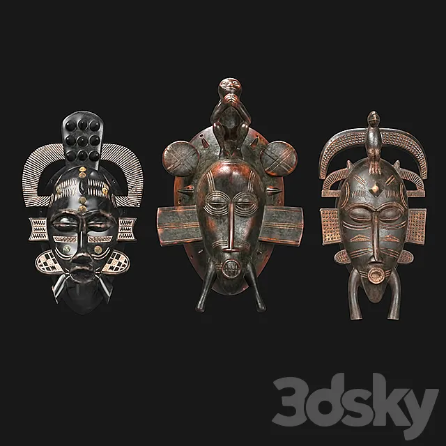 African masks of Senoufo 3D Model African masks of Senoufo 3D Model