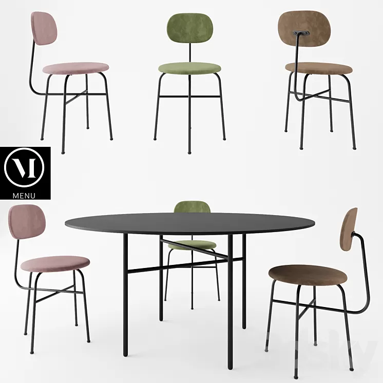 Afteroom Plus Chair + Snaregade Tables By MENU 3D Model