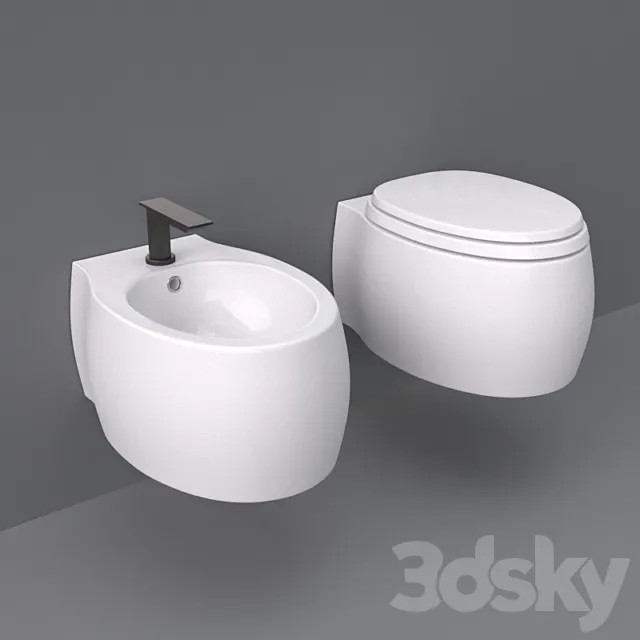 Agape Pear 2 WC and bidet wall-mounted 3D Model