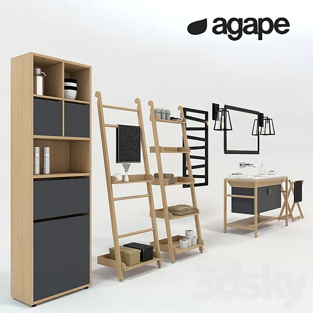 Agape set (a set of bathroom furniture) 3DModel Agape set (a set of bathroom furniture) 3DModel