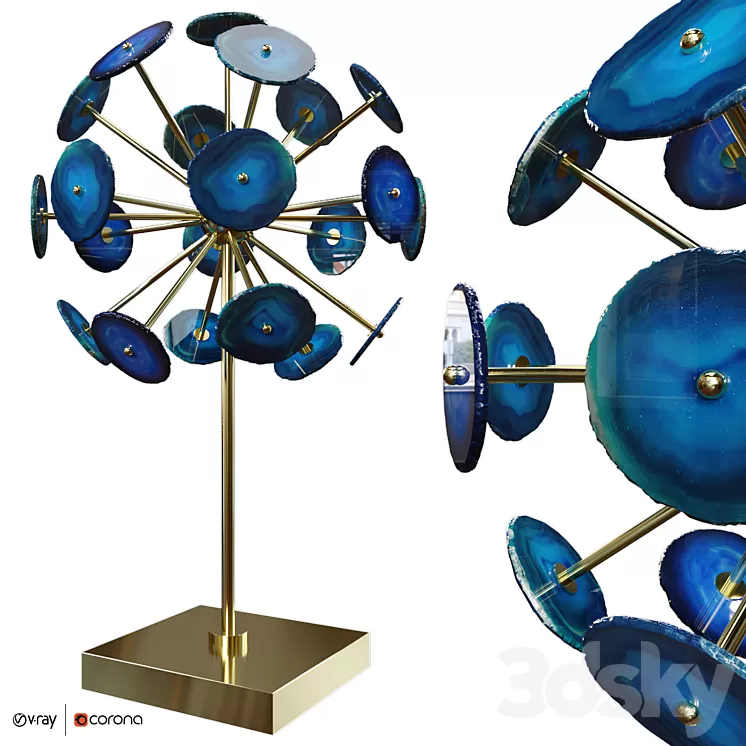 Agate Burst Brass Blue 3D Model Agate Burst Brass Blue 3D Model