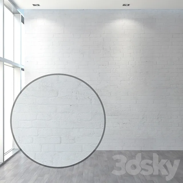 Aged brickwork of white brick 3D Model