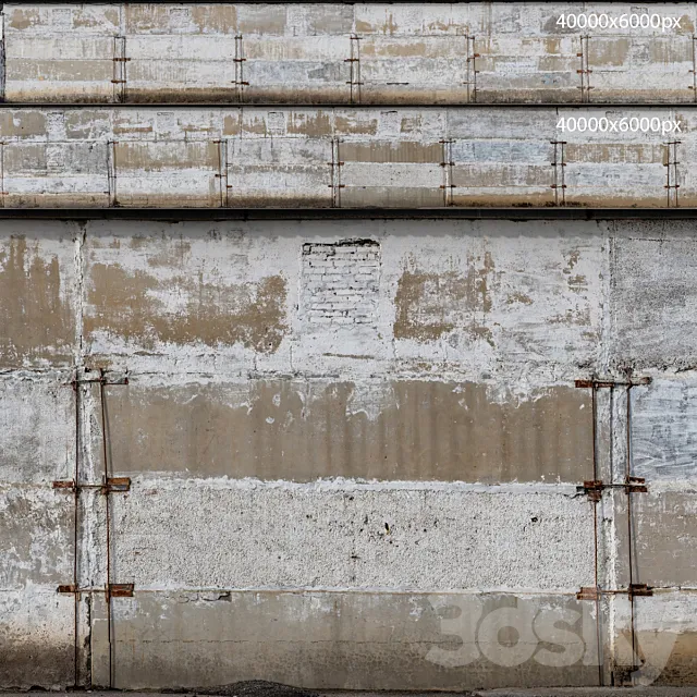 Aged industrial concrete wall. 2 pcs. 40k 3D Model Aged industrial concrete wall. 2 pcs. 40k 3D Model