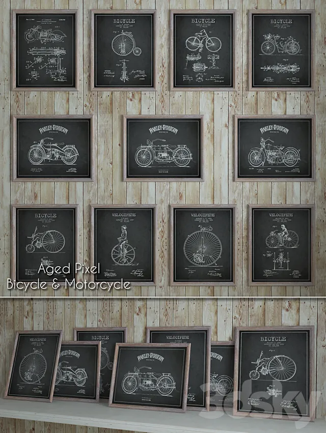 Aged Pixel “Bicycle & Motorcycle” 3D Model