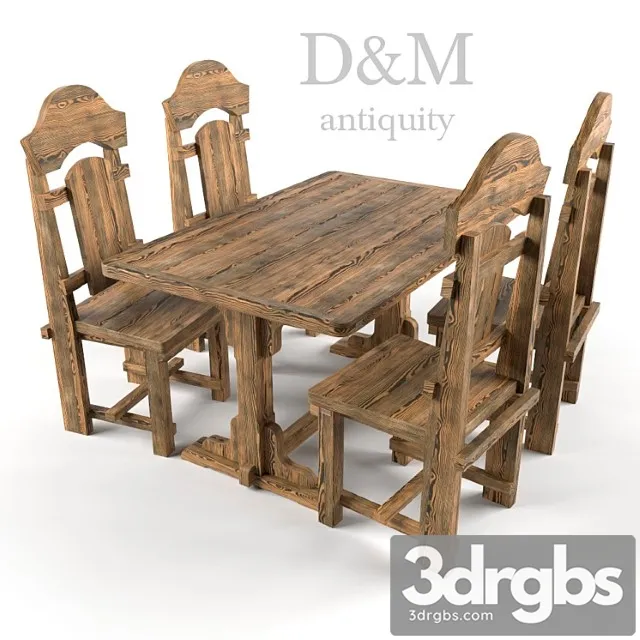 Aged table and chairs from d & m 2 3D Model Download Aged table and chairs from d & m 2 3D Model Download