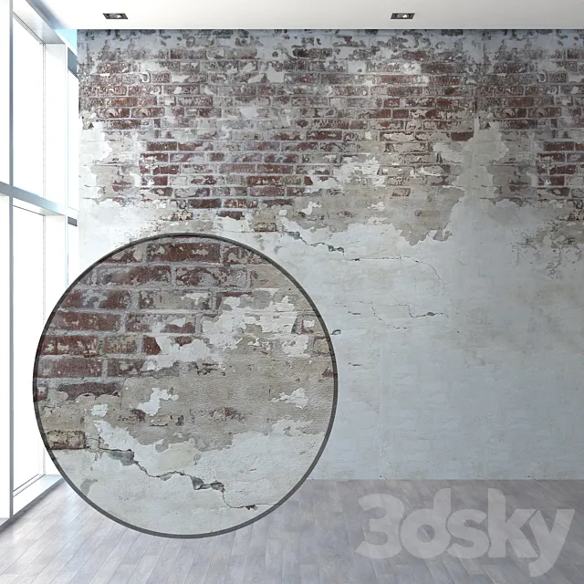 Aged wall with masonry 3D Model