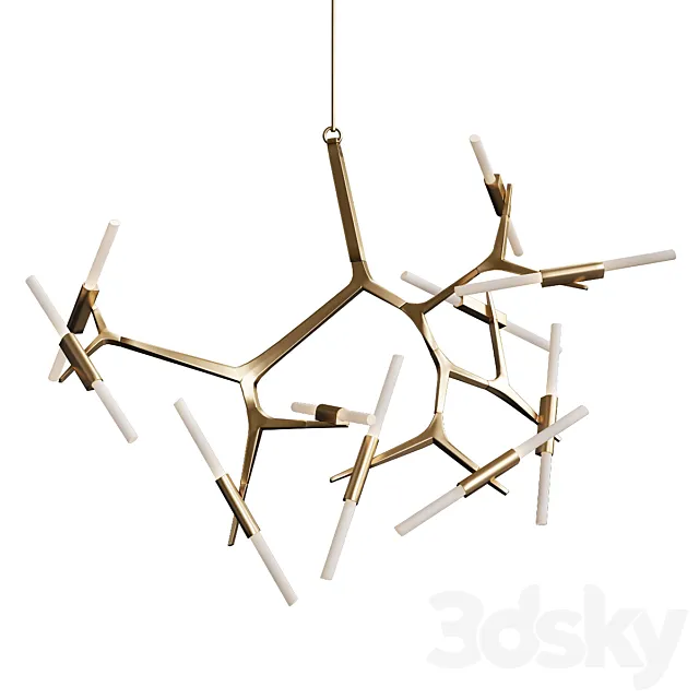 Agnes chandelier 20 lights brass von Roll & Hill 3D Model