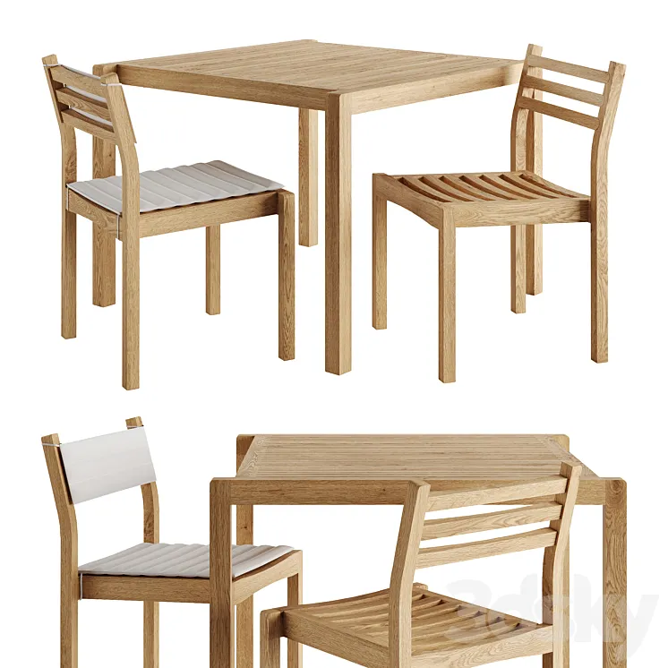 AH902 and AH501 Outdoor Dining Set by Carl Hansen 3D Model Free Download