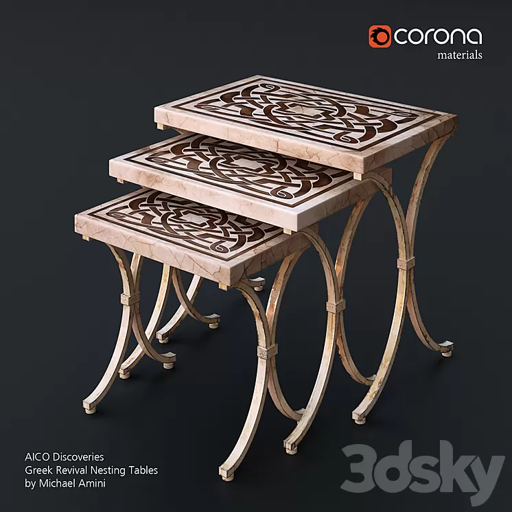 AICO Discoveries Greek Revival Nesting Tables by Michael Amini 3D Model AICO Discoveries Greek Revival Nesting Tables by Michael Amini 3D Model