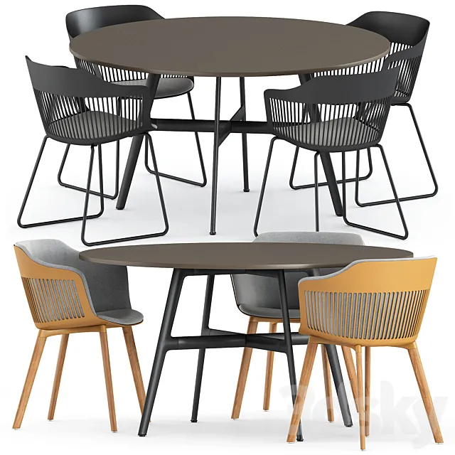 Aiir armchair and Seax dining table by Dedon 3D Model