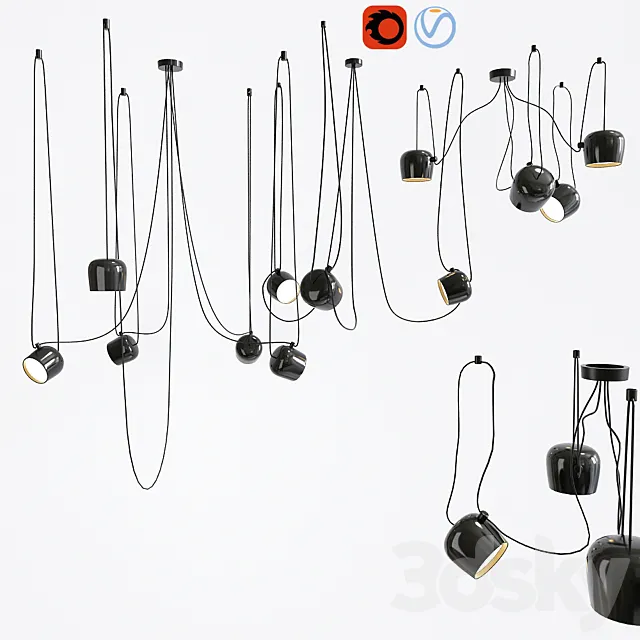 Aim pointed lighting set 3D Model