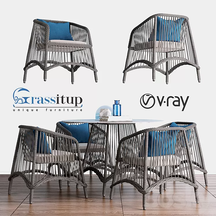Aira Dining Blue – Grassitup 3D Model