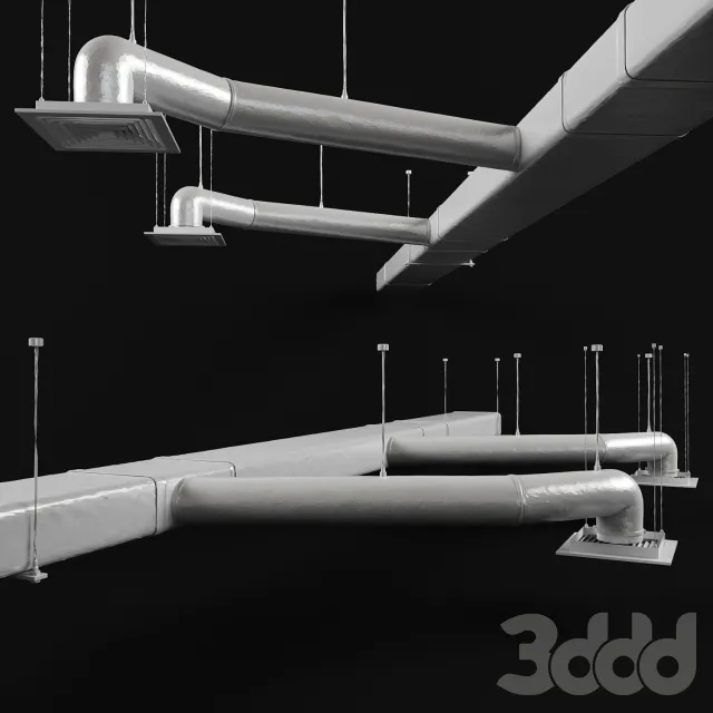 Airbox with rectangular diffusers 3D Model Airbox with rectangular diffusers 3D Model