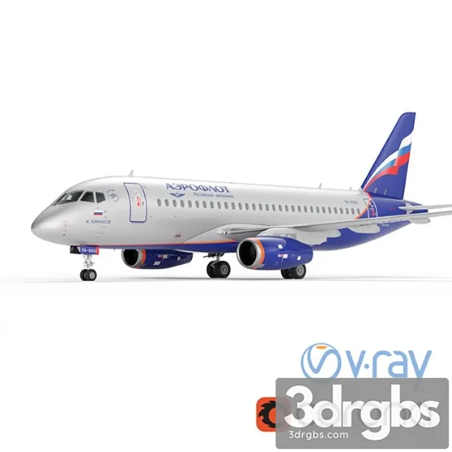 Aircraft ssj-100 aeroflot 3D Model Download