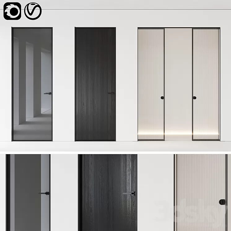 Aladin Swing Mono and Pocket door by Glas Italia Set 01 3D Model