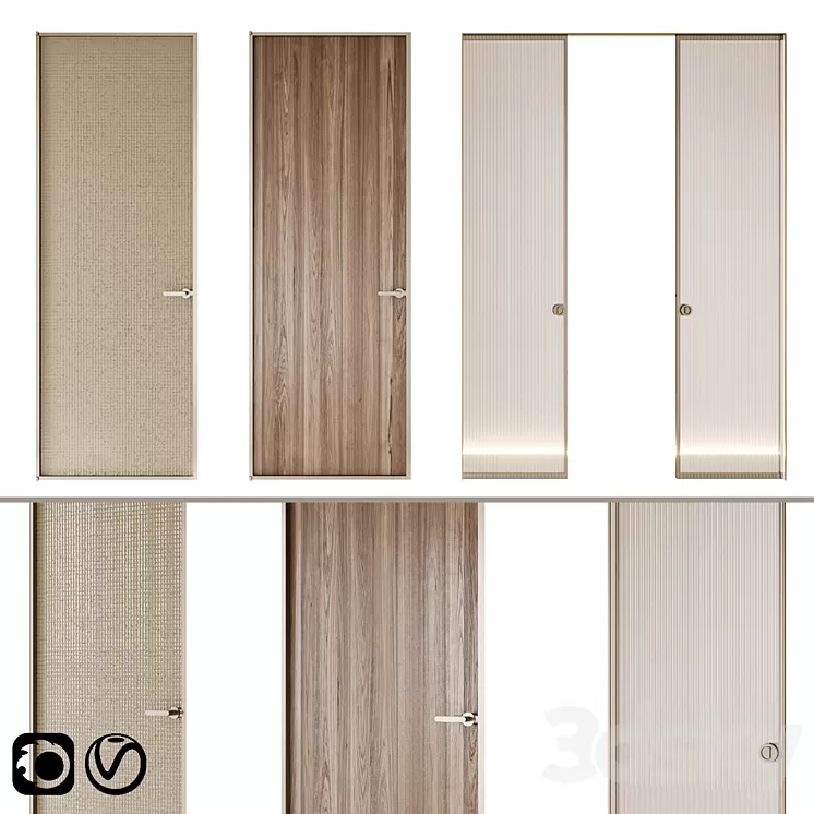 Aladin Swing Mono and Pocket door by Glas Italia set 02 3D Model