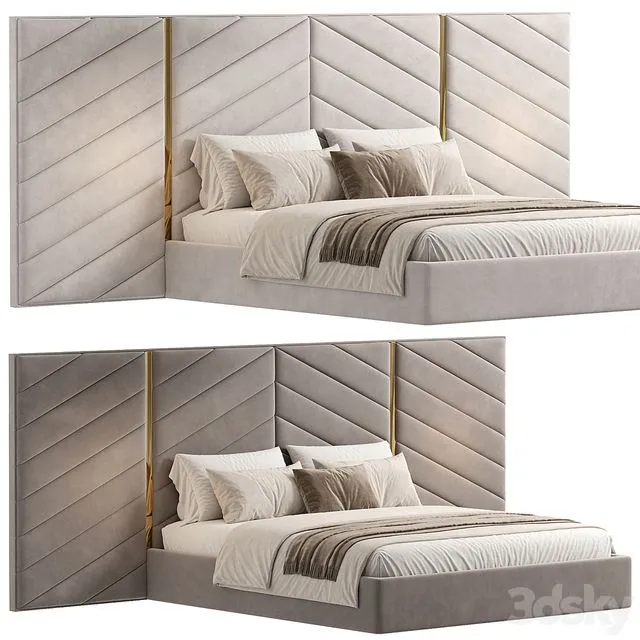 Albero bed with wide headboard 3D Model Albero bed with wide headboard 3D Model