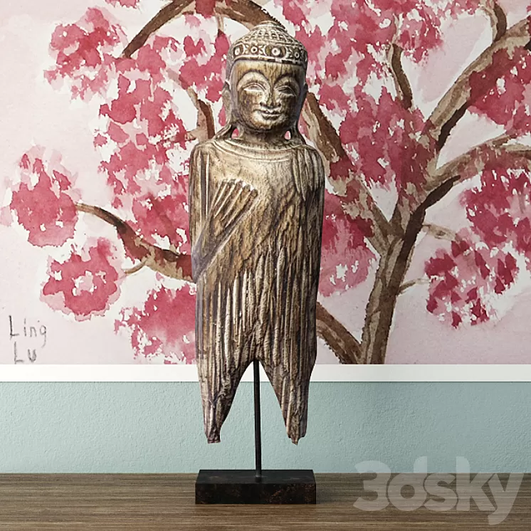 Albesia Wood Buddha Decoration 3D Model Albesia Wood Buddha Decoration 3D Model
