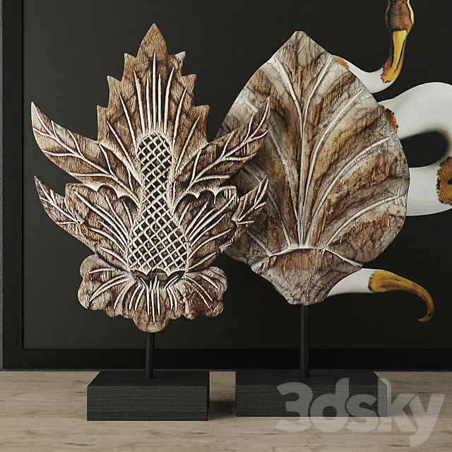 Albesia Wood Carved Decoration 3D Model Albesia Wood Carved Decoration 3D Model