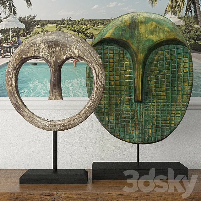 Albesia Wood Mask Decoration 3D Model Albesia Wood Mask Decoration 3D Model