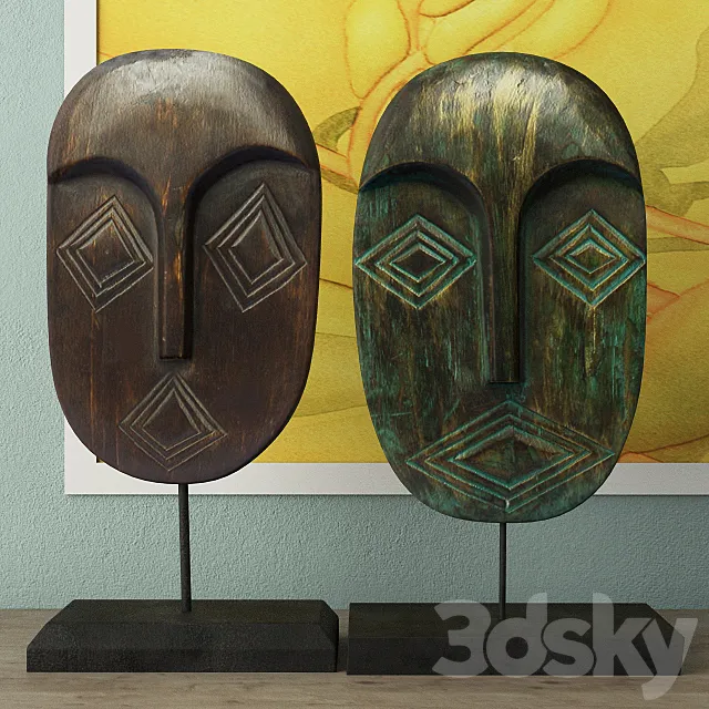 Albesia Wood Mask Decoration 3D Model Albesia Wood Mask Decoration 3D Model