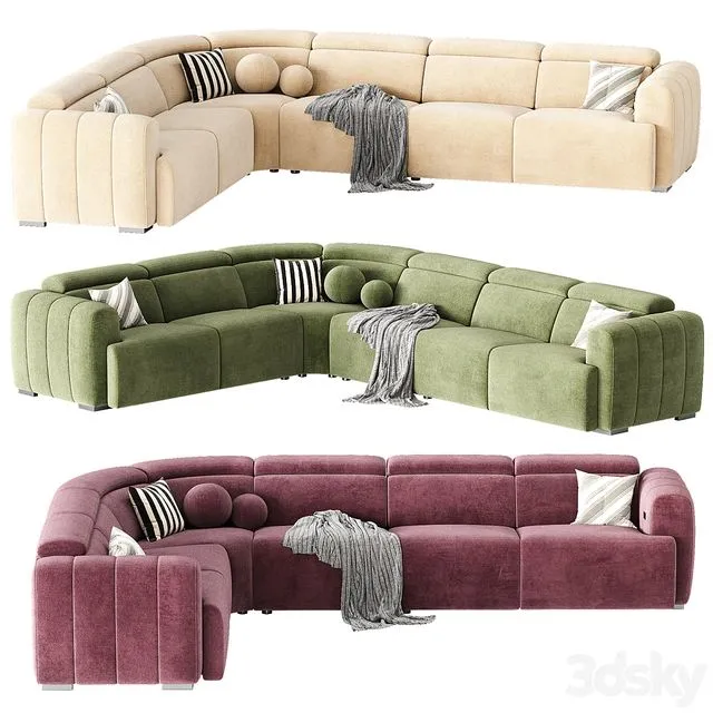 Aldo Fabric Sectional Sofa 3D Model