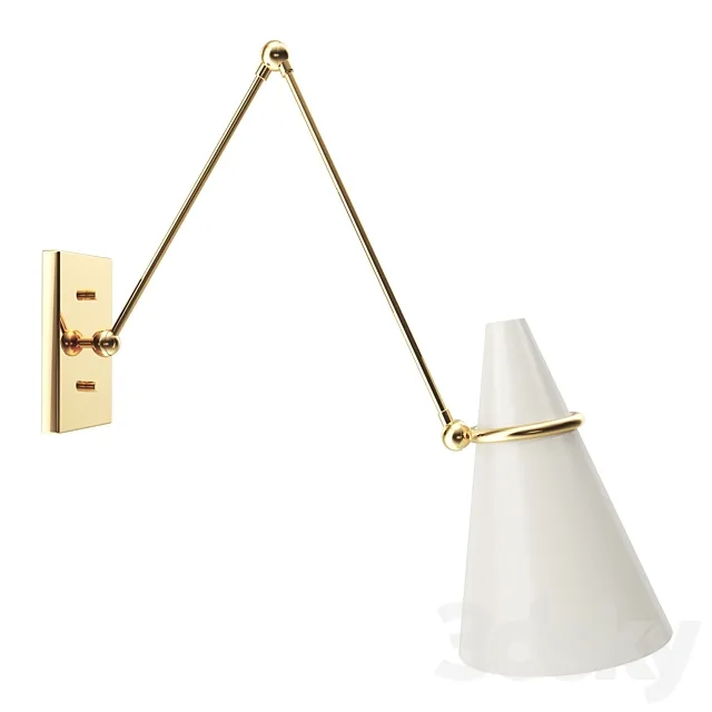 Aldus Ivory Polished Brass Wall Sconce by Hettler.Tüllmann 3D Model Aldus Ivory Polished Brass Wall Sconce by Hettler.Tüllmann 3D Model