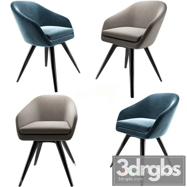 Aleria Upholstered Steel Swivel Chair 3D Model Download