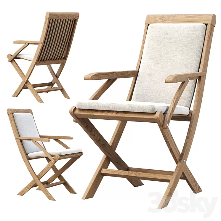 Alesso outdoor wooden dining chair 3D Model Free Download