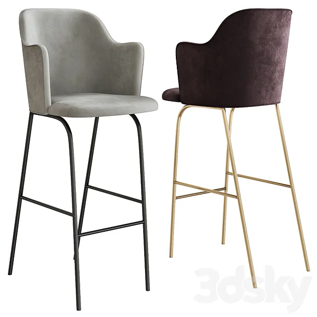 Aleta Stool with High Back 3D Model