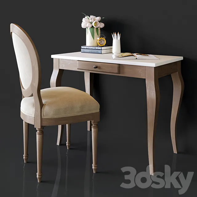 Alexandra Marble Desk 3D Model