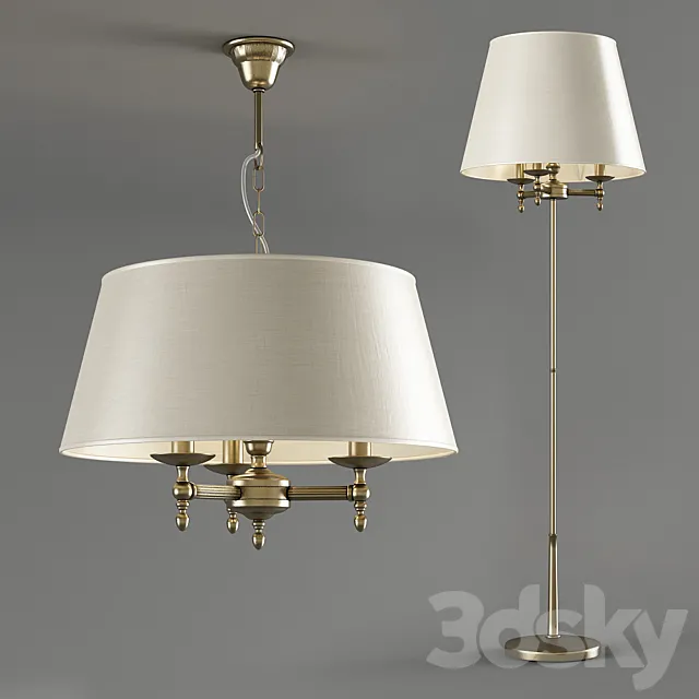 Alfa Roksana – Pendant and Floor Lamp Set 3D Model Alfa Roksana – Pendant and Floor Lamp Set 3D Model