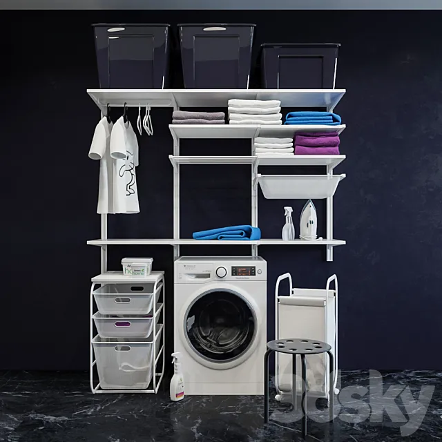 Algot IKEA Storage System ikea BOAXEL ????????_ washing machine _ Towels 3DModel