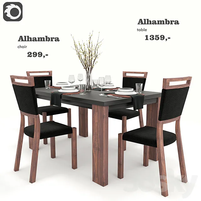 Alhambra Dining Set (BRW) 3D Model