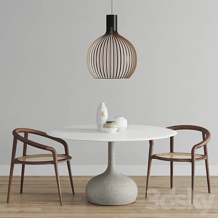 Alias Saen Round Table set 3D Model Alias Saen Round Table set 3D Model