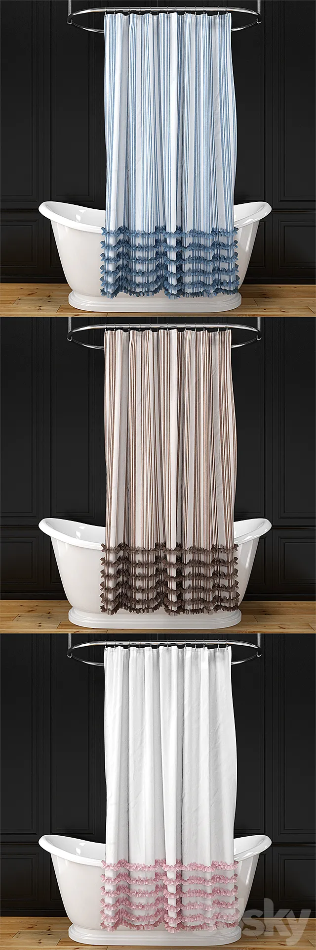 Alice bath + shower curtain + oval rail 3D Model Alice bath + shower curtain + oval rail 3D Model