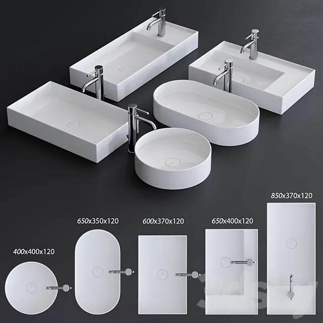 Alice Ceramica Hide Washbasin Set 2 3D Model