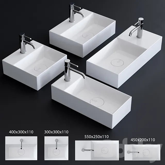 Alice Ceramica Spy Washbasin Set 1 3DModel
