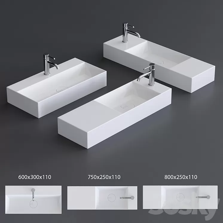 Alice Ceramica Spy Washbasin Set 2 3D Model