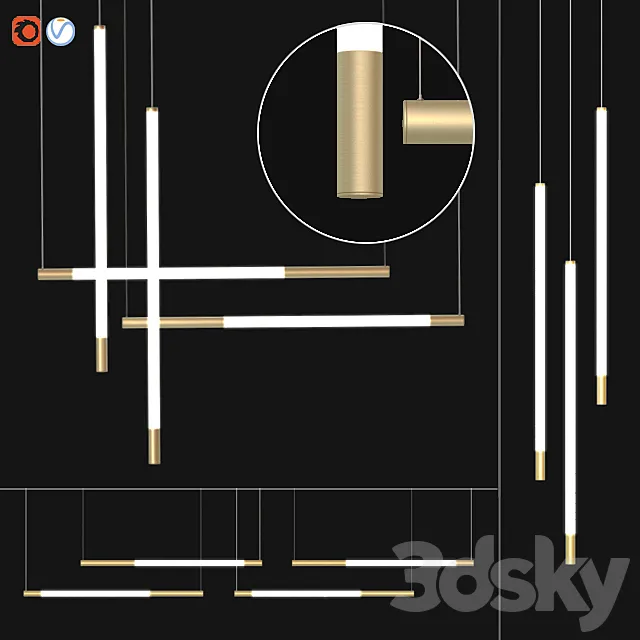 Aliexpress _ Stripes pendant lgiht Set 2 3D Model