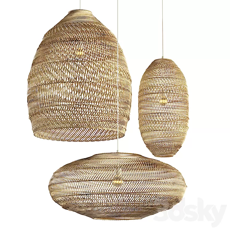 Aliexpress rattan chandelier set 3D Model Aliexpress rattan chandelier set 3D Model