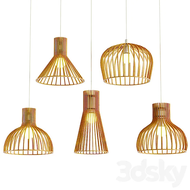 Aliexpress wooden hanging lamp set 3D Model Aliexpress wooden hanging lamp set 3D Model